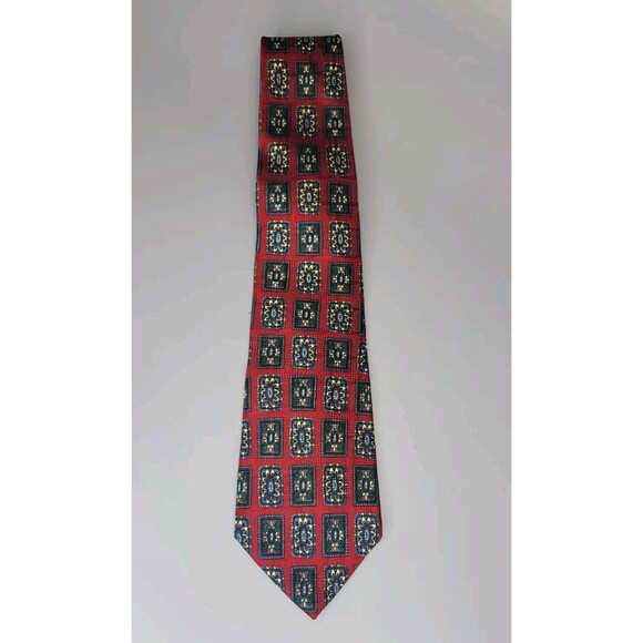 Oscar de la Renta Other - Oscar de la Renta Mens SILK Red Blue Oriental Tie Necktie USA Made 59"
